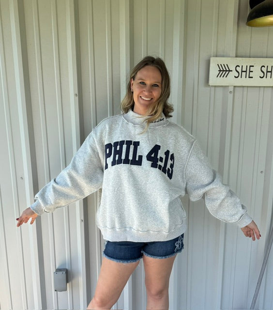 Phil 4:13 Oversized Mock Neck