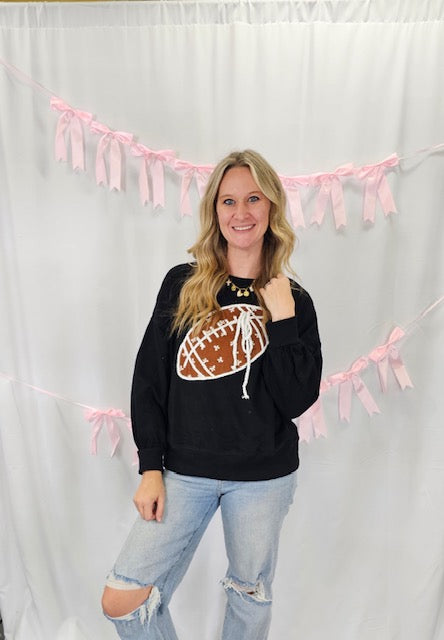 Black Bow Football Sweatshirt