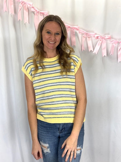 Yellow and Blue Striped Sweater