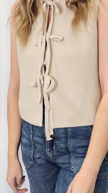 Front Tie Top- Taupe