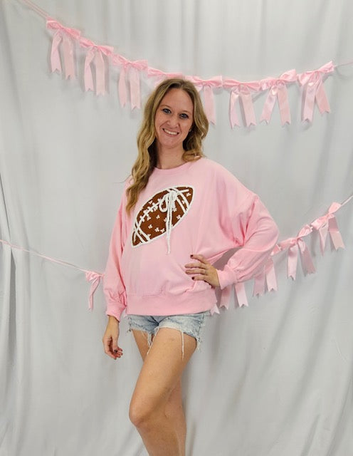 Pink Bow Football Sweatshirt