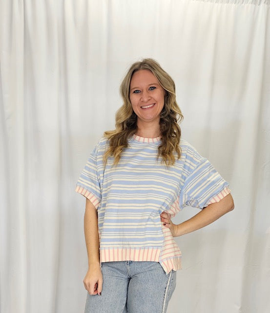 Pink/Blue Striped shirt