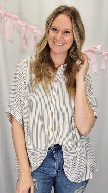 Brown Striped Button Up