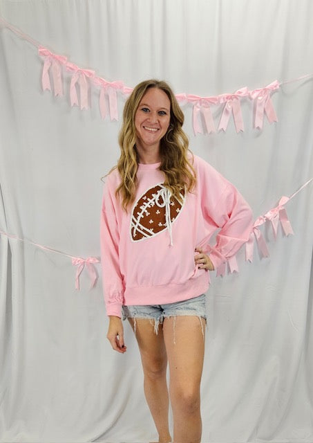 Pink Bow Football Sweatshirt