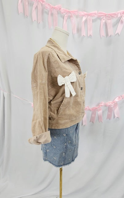 Brown Corduroy Jacket with Bows