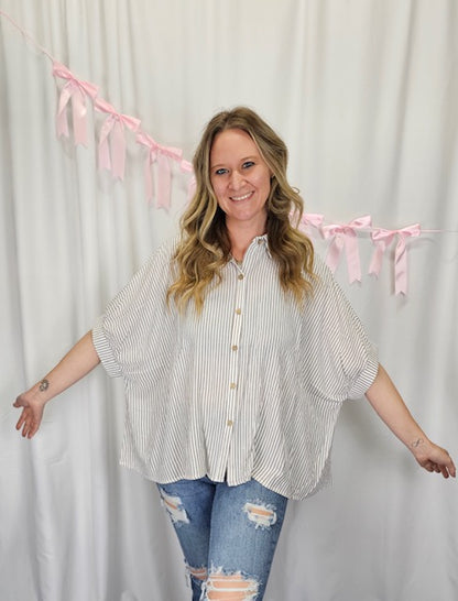 Brown Striped Button Up