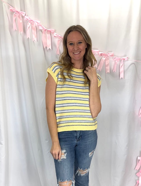 Yellow and Blue Striped Sweater