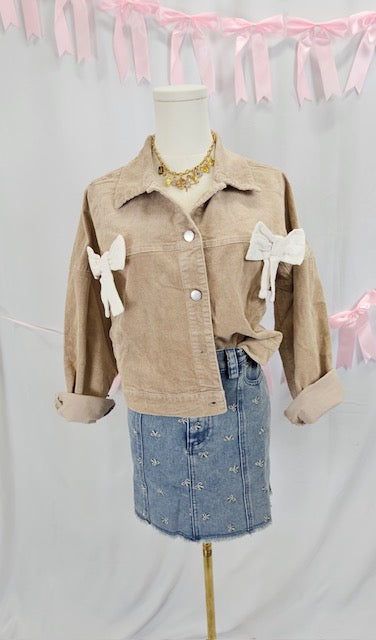 Brown Corduroy Jacket with Bows