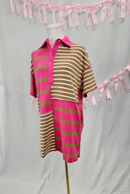 Multi Striped Pink Dress