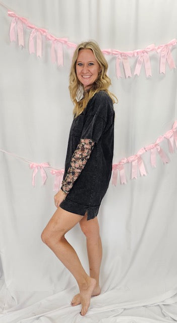 Black Mineral Wash T-shirt Dress