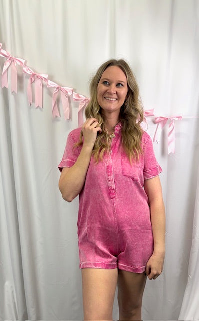 Pink Mineral Wash Romper