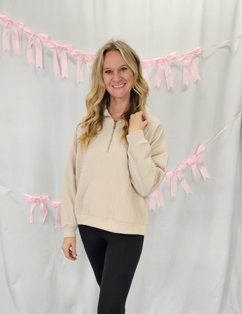 Beige Half Zip Pullover