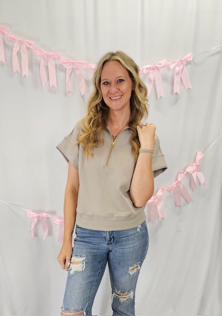 Brown Scuba Half Zip Pullover