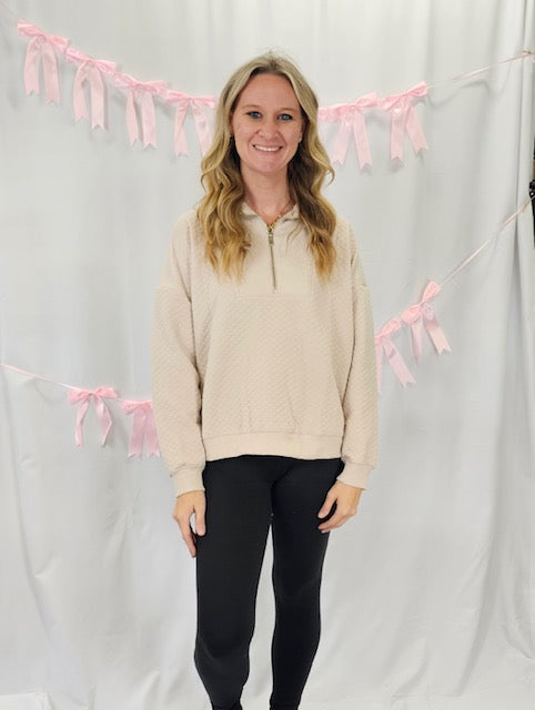 Beige Half Zip Pullover