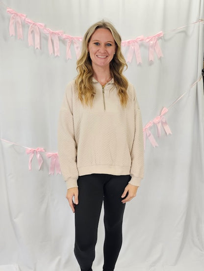 Beige Half Zip Pullover
