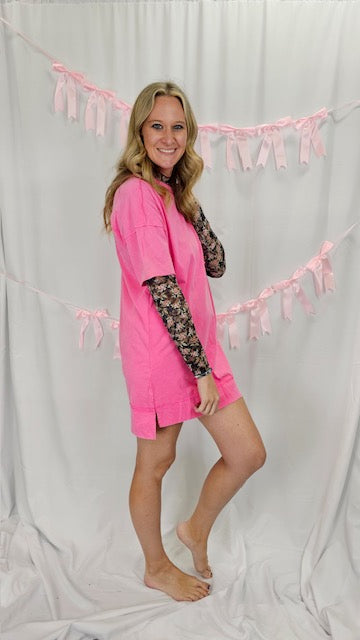 Pink Mineral Wash T-shirt Dress