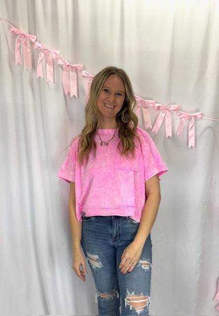 Mineral Wash Pink Pocket Top