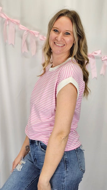 Pink Striped Top
