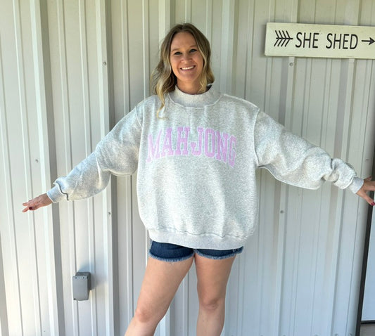 Mahjong Pink Oversized Mock Neck