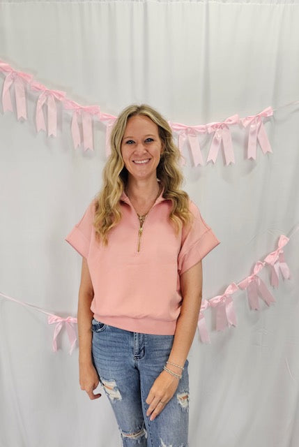 Pink Scuba Half Zip Pullover