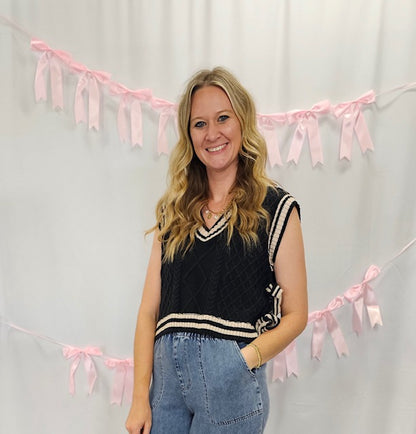 Navy Stripe Cropped Vest