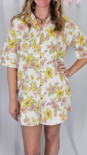 Denim Look Floral Dress