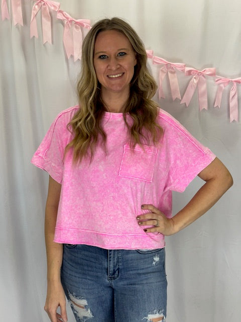Mineral Wash Pink Pocket Top