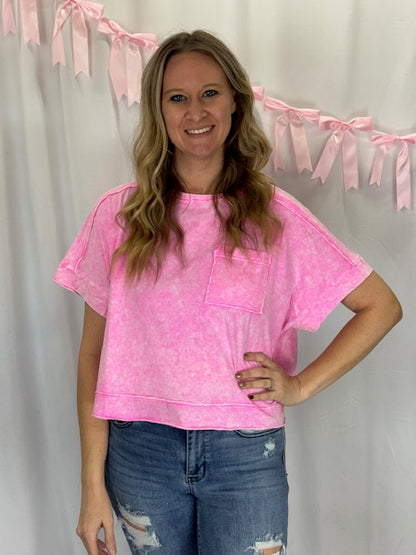 Mineral Wash Pink Pocket Top