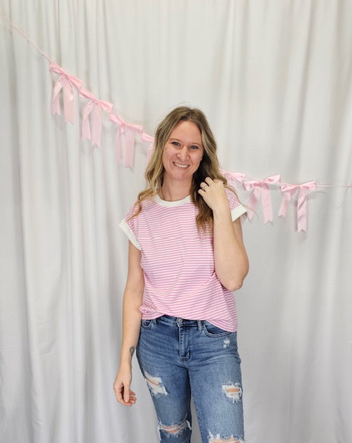 Pink Striped Top