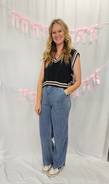 Wide Leg Denim Pants