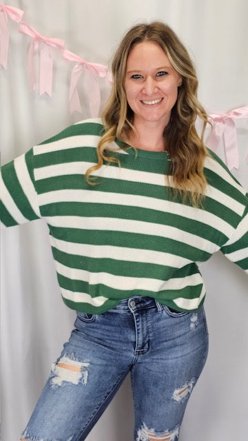 Green and White Long Sleeve