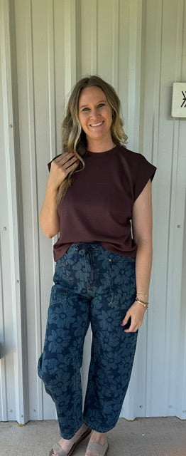 Risen Flower Barrel Jeans