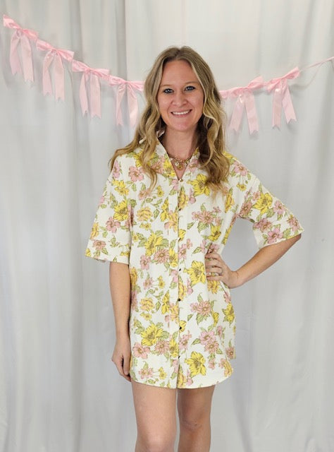 Denim Look Floral Dress