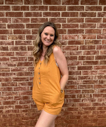 Mustard Linen Romper