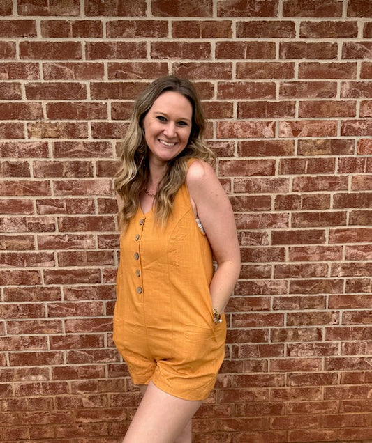 Mustard Linen Romper