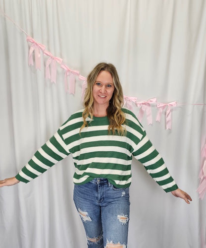 Green and White Long Sleeve