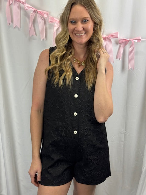 Black Flower Detail Romper