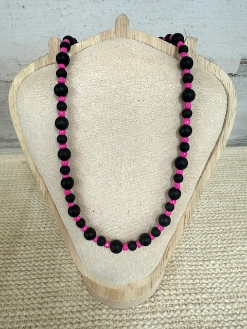 Beaded Pink and Black necklace