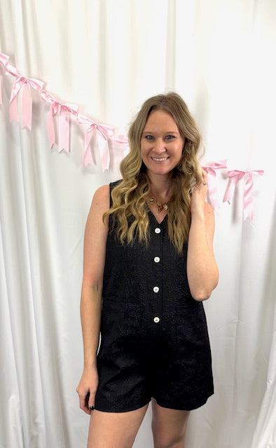 Black Flower Detail Romper