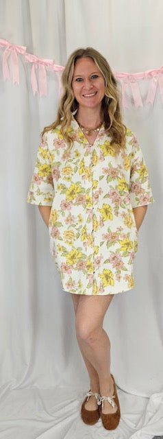 Denim Look Floral Dress