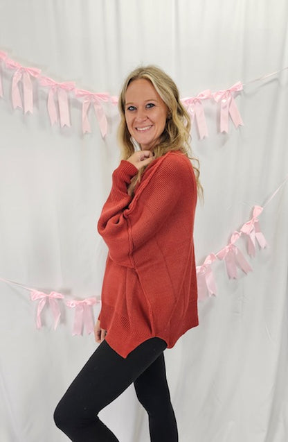 Ribbed Side Slit Sweater