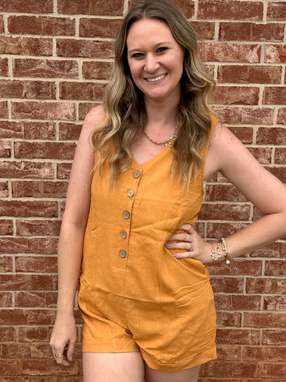 Mustard Linen Romper