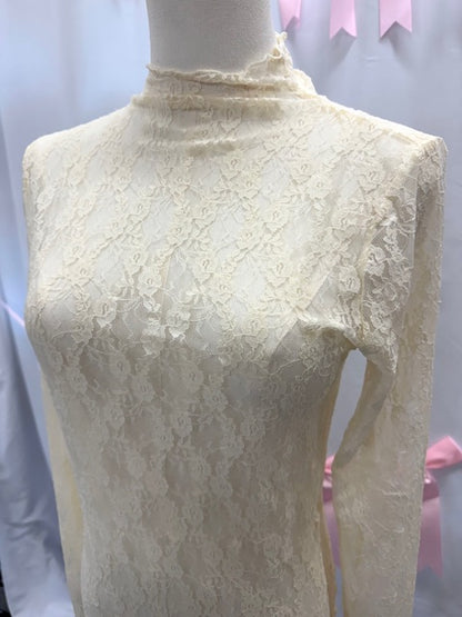 Cream Floral Mesh Top
