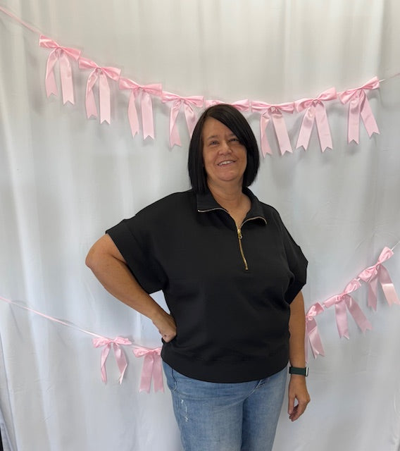 Black Scuba Half Zip Pullover